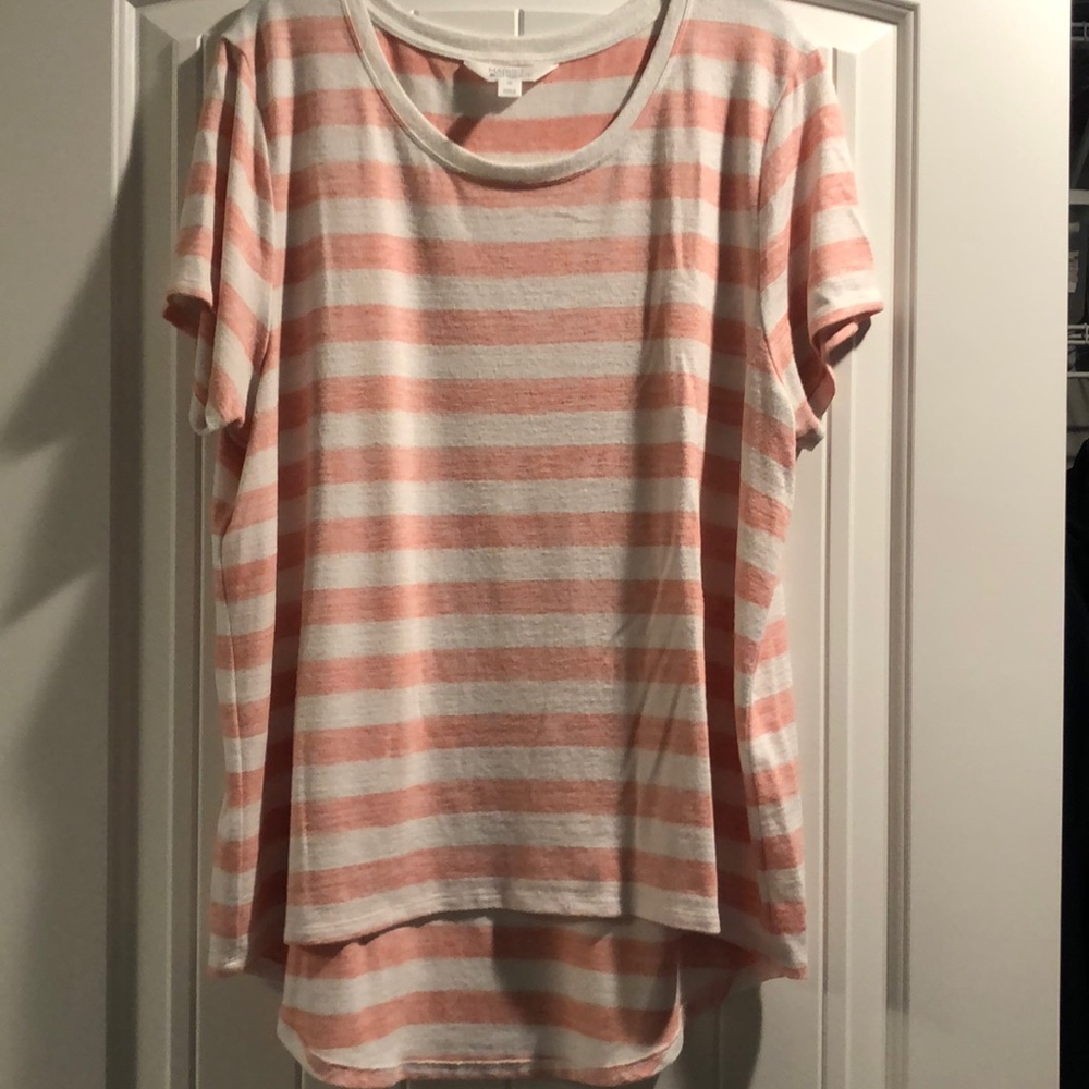 Pink and white striped short sleeve Tshirt